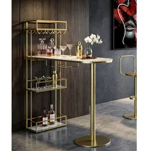 Mauro Ferretti - Comptoir de bar en métal et marbre artificiel Luxy or... pas cher