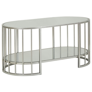 Comparateur de prix : Table basse en métal argenté et verre cm 90x50x45 1428880000
