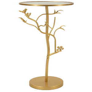 Petite table en métal doré et verre cm ø 38x60 142894000G