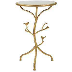Table basse en métal doré et marbre cm ø 38x60 142894000M