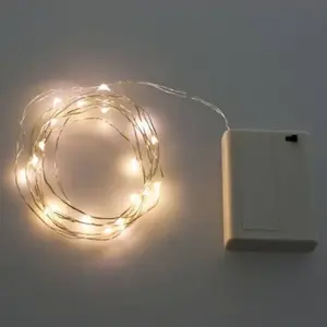 Comparateur de prix : Guirlande lumineuse piles 2M 20 Micro LED blanc chaud câble argenté Lo...