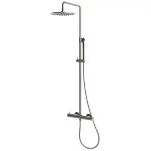 Sined douche murale en acier inox 316l finition pvd canna da fucile avec mitigeur thermostatique pluie 25 cm detendeur manuel modele levante pas cher
