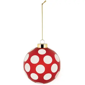 Alessi - NZ04 3 - Boule de Noël en Verre Soufflé, Diamètre 9 cm, Rouge, Blanc, Or