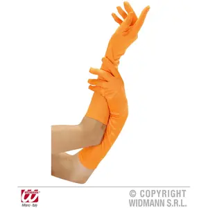 Comparateur de prix : Gants Longs Néon Orange - WIDMANN - Fille - Enfant - Intérieur - Blanc