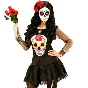 Comparateur de prix : Atosa T-shirt squelette coloré femme Dia de los muertos - Blanc - TU - Argent