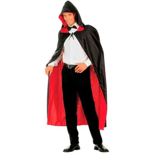 RueDeLaFete Cape luxe réversible Noire et rouge avec capuche