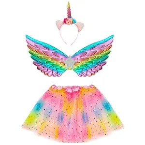 Comparateur de prix : Widmann 10323 10323 Costume Licorne Tutu Ailes Serre-tête Fille Multicolore Taille unique