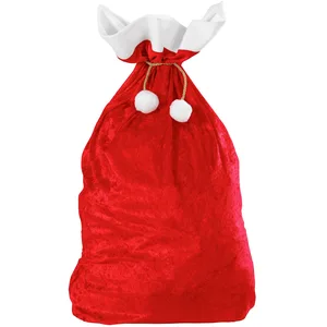 Comparateur de prix : Sac du Père Noël, en velours, 60 x 100 cm, rouge et blanc