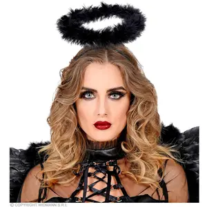 Comparateur de prix : RueDeLaFete Serre-tête Auréole Marabou Noir - Adulte