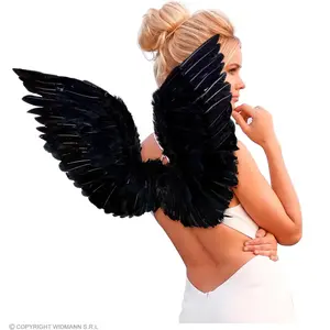 Comparateur de prix : Ailes d'ange noires à plumes adulte - WIDMANN - 85 x 30 cm - Horreur