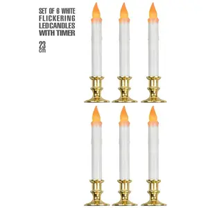 Comparateur de prix : Set de 6 bougies led scintillantes avec timer blanc 23 cm