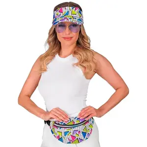Comparateur de prix : RueDeLaFete Duo Visière et sac banane mode funk années 80 - Blanc