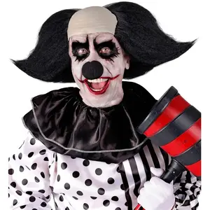RueDeLaFete Calotte clown sinistre avec cheveux noirs pas cher