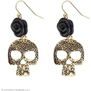 Comparateur de prix : Widmann Boucles D'Oreilles Roses Noires Sur Crânes Dorés