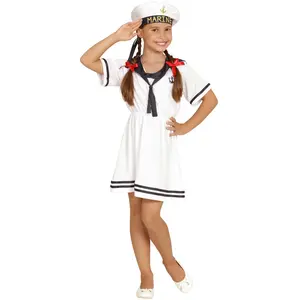 W WIDMANN MILANO Party Fashion Déguisement Petit Marin - Fille - Taille 5/7 ans (108 à 120cm)