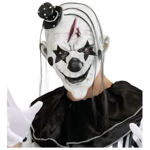Comparateur de prix : Widmann Masque De Clown Tueur Blanc Et Noir Avec Cheveux - Blanc