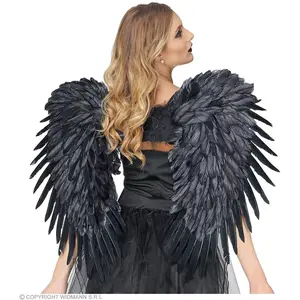 RueDeLaFete Ailes à Plumes Noires - 80 x 65 cm - Adulte
