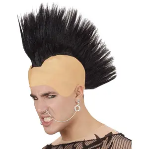 Comparateur de prix : RueDeLaFete Perruque Punk Crète Noire - Adulte