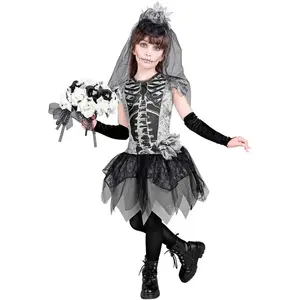 W WIDMANN MILANO Party Fashion - Costume enfant mariée squelette, robe, mariée fantôme, faucheuse, Day of the Dead pas cher