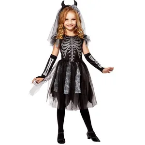 Comparateur de prix : W WIDMANN MILANO Party Fashion - Costume enfant mariée squelette, robe, mariée morte, Halloween