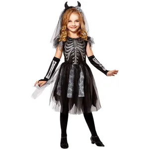 W WIDMANN MILANO Party Fashion - Costume enfant mariée squelette, robe, mariée morte, Halloween pas cher