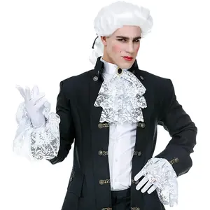 Comparateur de prix : RueDeLaFete Jabot avec bijou et manchettes poignets dentelle blanche