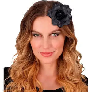 WIDMANN - Zwarte roos voor haren vrouwen - Accessoires > Haar accessoi...