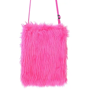 WIDMANN Sac à main pelucheux rose fluo tendance Multicolore