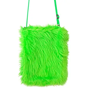 Widmann Sac à main pelucheux vert fluo tendance Multicolore