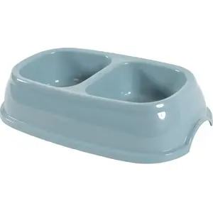 ZOLUX Ecuelle plastique antidérapante double chat 0,4L n° 13 bleu acier pas cher