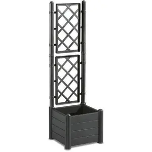Comparateur de prix : Stefanplast Bac à fleur carré ITALIA avec treillis - 30L - Plastique - Anthracite