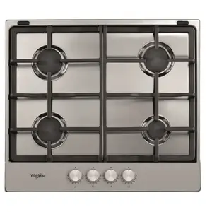 Table de cuisson gaz 58cm 4 feux 7800w inox Whirlpool TGML660IX pas cher