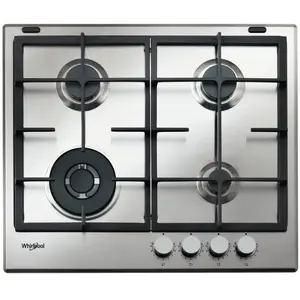 Piano de cuisson à gaz Whirlpool GMAL 6422/IXL - 4 brûleurs - Commandes frontales - Inox pas cher