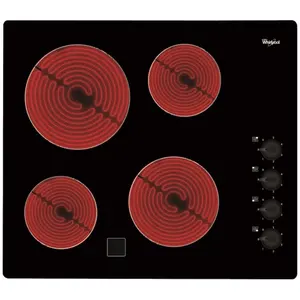 Table de cuisson vitrocéramique 4 feux 6200w noir Whirlpool akm9010ne pas cher