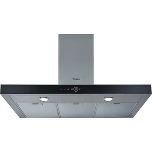 Comparateur de prix : WHIRLPOOL hotte décorative 90 cm 713 m3/h inox / verre noir - AKR7591IX