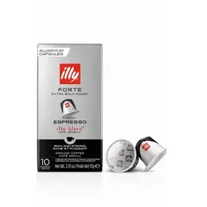 Comparateur de prix : Boîte de 10 Capsules café Illy Torrefaction Forte 8909 Argent et Noir