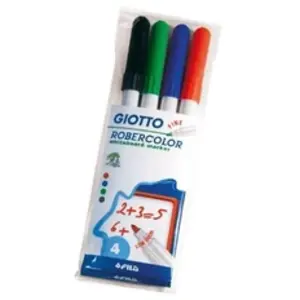 Comparateur de prix : GIOTTO Robercolor - Pochette 4 feutres tableau blanc assortis - pointe ogive fine