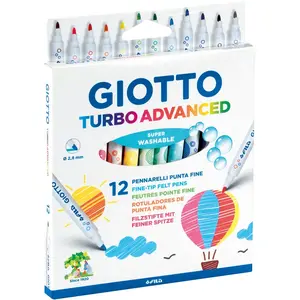 F.I.L.A. Giotto's 12 Feutres couleurs GIOTTO Turbo advanced - Lavables pas cher