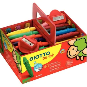 Omyacolor Boîte de 40 craies à la cire assortis GIOTTO be-bè + 2 taille-crayons pas cher