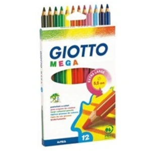 F.I.L.A. OMYACOLOR Etui de 12 crayons de couleur hexagonaux Giotto Mega mine Ø 5.5mm longeur 18cm pas cher