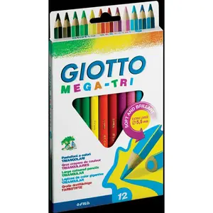Comparateur de prix : OMYACOLOR Etui de 12 crayons de couleur Giotto Mega Tri mine Ø 5.5mm longeur 18cm