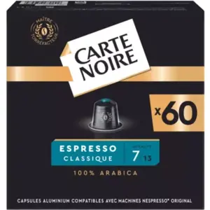 Comparateur de prix : Capsules CARTE NOIRE Espresso N7 Classique Mega format x60