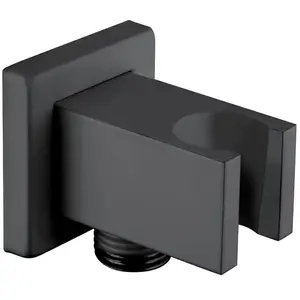 Fortis Raccord mural coudé avec support de douchette, métallique, carré, 5358001MB, pas cher