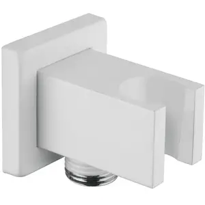 Fortis Raccord mural coudé avec support de douchette, métallique, carré, 5358001MW, pas cher