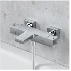 Fortis Mitigeur bain/douche pour 2 sorties, mural, carré, 84111THPC, pas cher