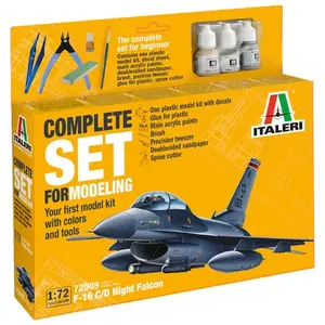 Italeri Maquette avion militaire : Complete Set for Modeling - F-16 C/D Night Falcon pas cher