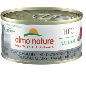 Comparateur de prix : Almo Nature 6 x 70 g pour chat - HFC Natural thon, alevins de sardines