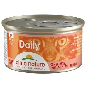 Comparateur de prix : Almo Nature Lot de 24 mousses sans céréales pour Chat avec Saumon 85 g