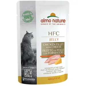 Comparateur de prix : Almo Nature HFC Jelly  6 x 55 g pour chat - filets de poulet, fromage