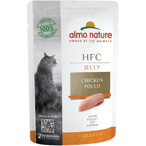 Comparateur de prix : 5x55g poulet HFC Jelly Almo Nature pour chat + 1 sachet offert !